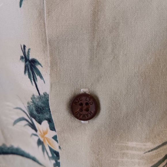 Vintage RJC Men's Pale Yellow Diamond Head View Hibiscus Hawaiian Shirt Size XL - Picture 7 of 14